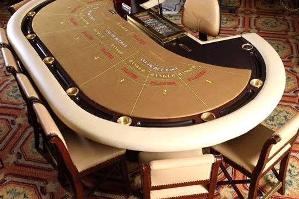 Baccarat table with cards dealt