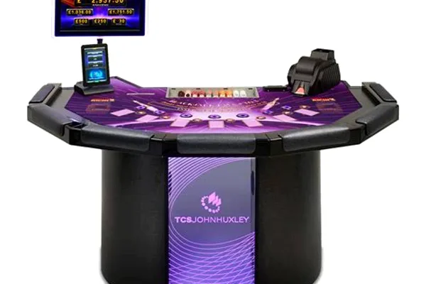 Blackjack table with cards and chips